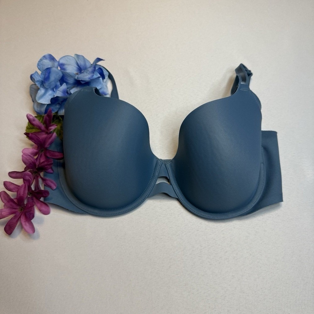 34D Warner's Womens Blue Lined Underwire Full Coverage Back Closure Demi Bra‎